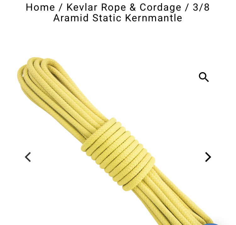 Lashing Yellow Kevlar Aramid Tactical 3/8 Fire Retardant Rope Heavy Duty