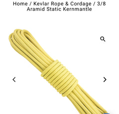 Lashing Yellow Kevlar Aramid Tactical 3/8 Fire Retardant Rope Heavy Duty