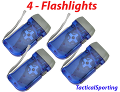 4 Pack Flashlight 3-LED Dynamo Rechargeable Camping Emergency Survival