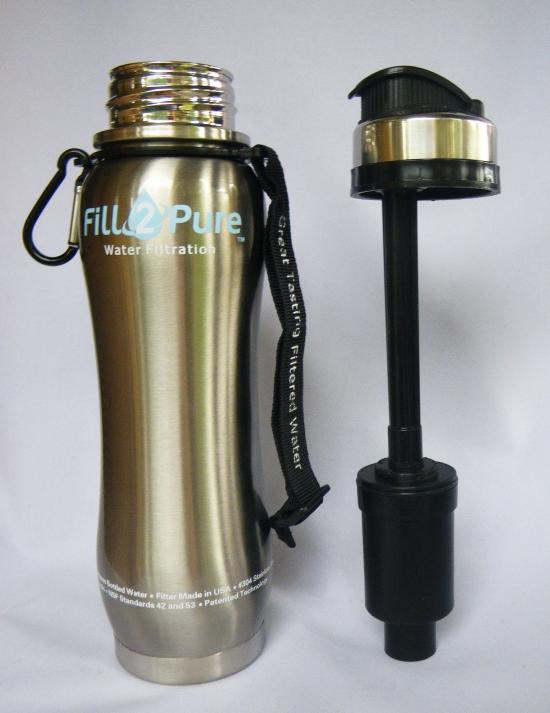 New Fill 2 pure water filtration systems stainless water bottle