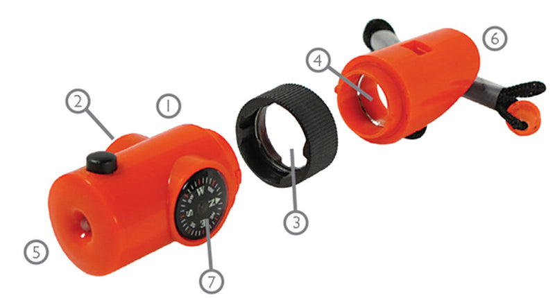 Survival Emergency 7-IN-1 Whistle Flashlight