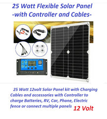 Solar Panel 25-Watt Flexible 12 Volt Solar Panel with 30a Controller