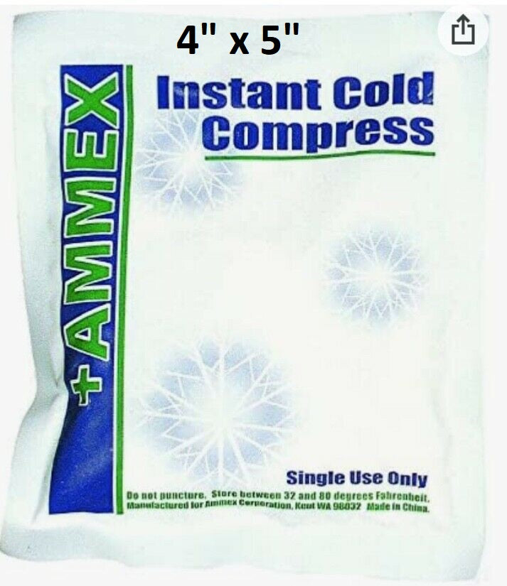 12 Instant Ice-Cold Packs 4x5 Ammex Therapy Pack NH4NO3