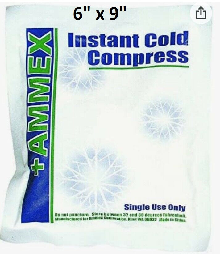 12 Instant Ice-Cold Packs 6x9 Ammex Therapy Pack NH4NO3