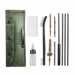 12pcs 22LR 223 556 Rifle Gun Cleaning Kit Set Cleaning Rod Nylon Brush Pouch