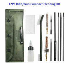 12pcs 22LR 223 556 Rifle Gun Cleaning Kit Set Cleaning Rod Nylon Brush Pouch