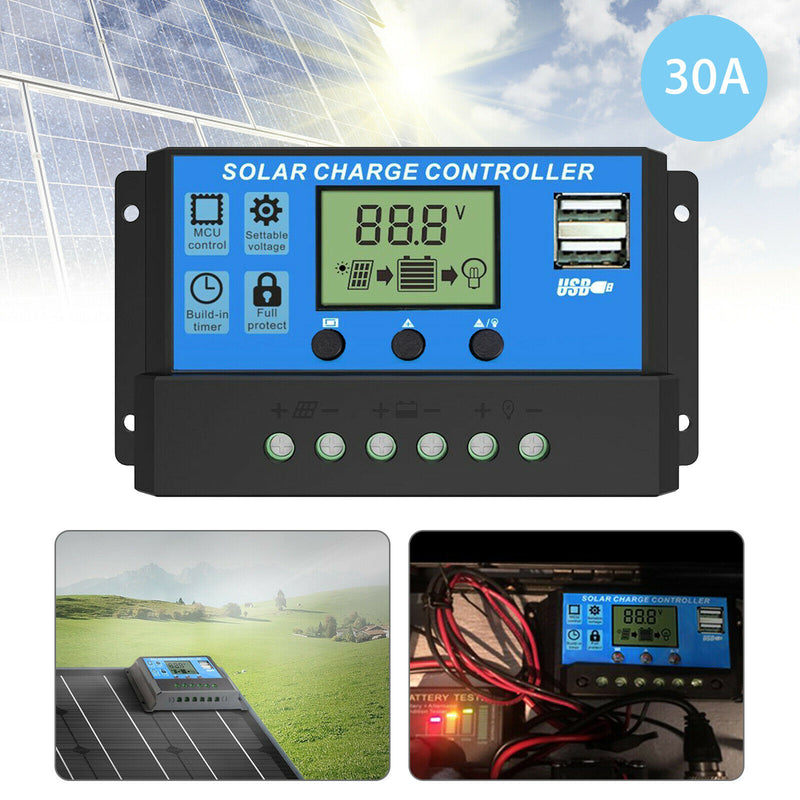 Solar Panel 25-Watt Flexible 12 Volt Solar Panel with 30a Controller